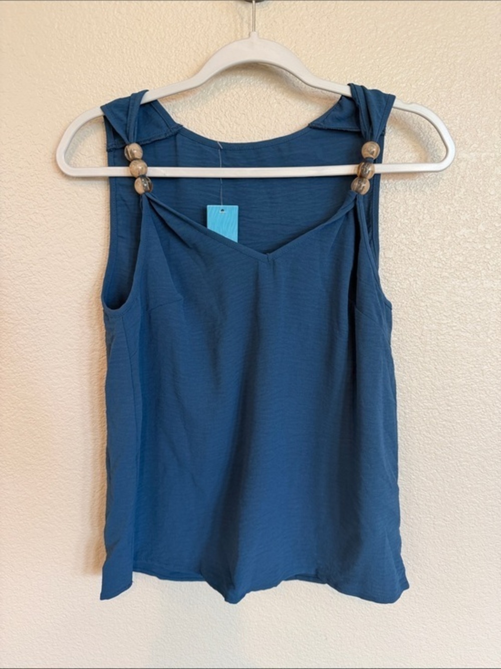 NWT Cupshe Teal Blue Knot-Shoulder Sleeveless Tank
